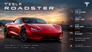 Tesla Roadster Is Coming Back : Price, Launch Date, 620-Mile Range 1.9-Second Acceleration
